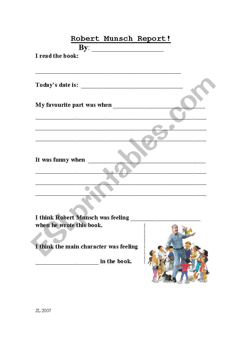 Robert Munsch Book Report Template