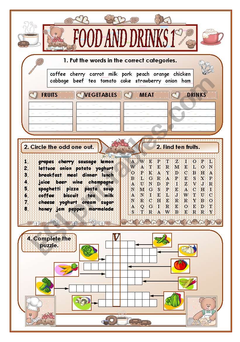 Food and drinks(part one) worksheet