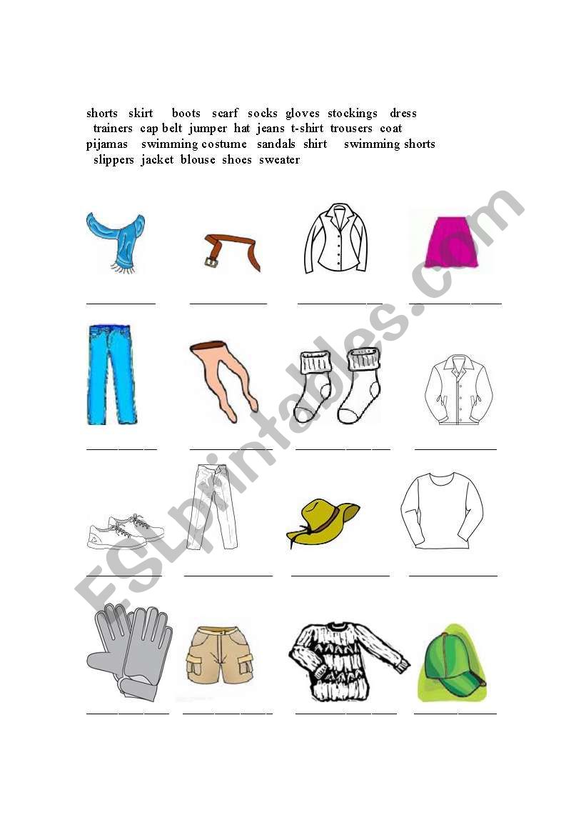 Clothes Vocabulary worksheet