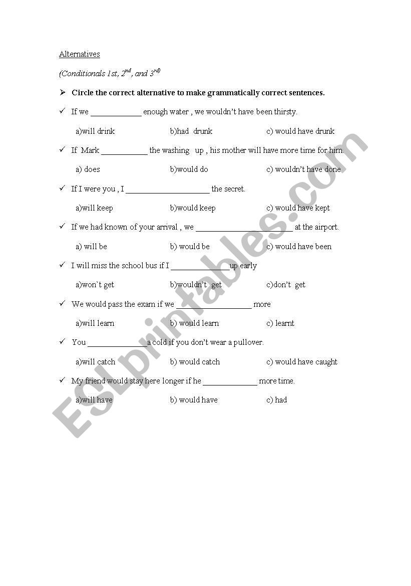 CONDITIONALS worksheet