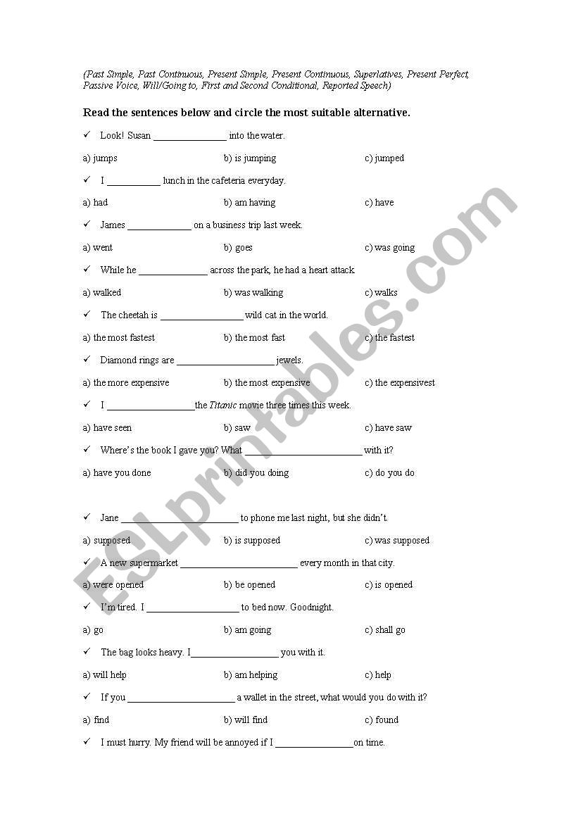 GRAMMAR QUIZ worksheet