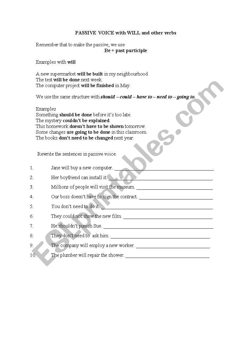 PASSIVE VOICE worksheet