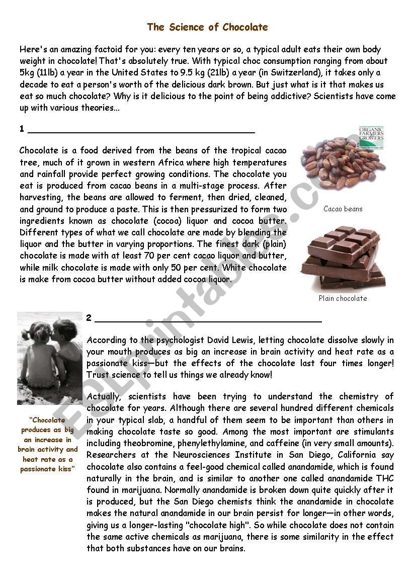 Science of Chocolate - Part 1 worksheet