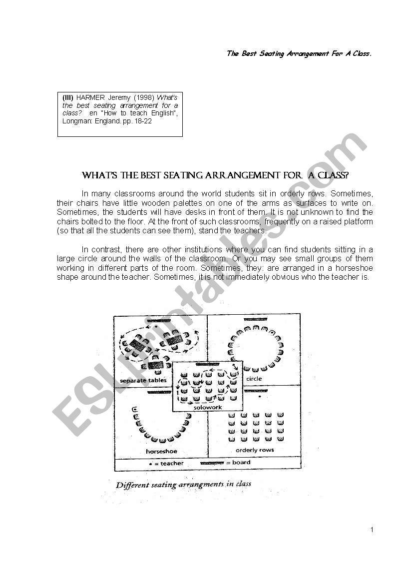 the best seating arrangement for a class