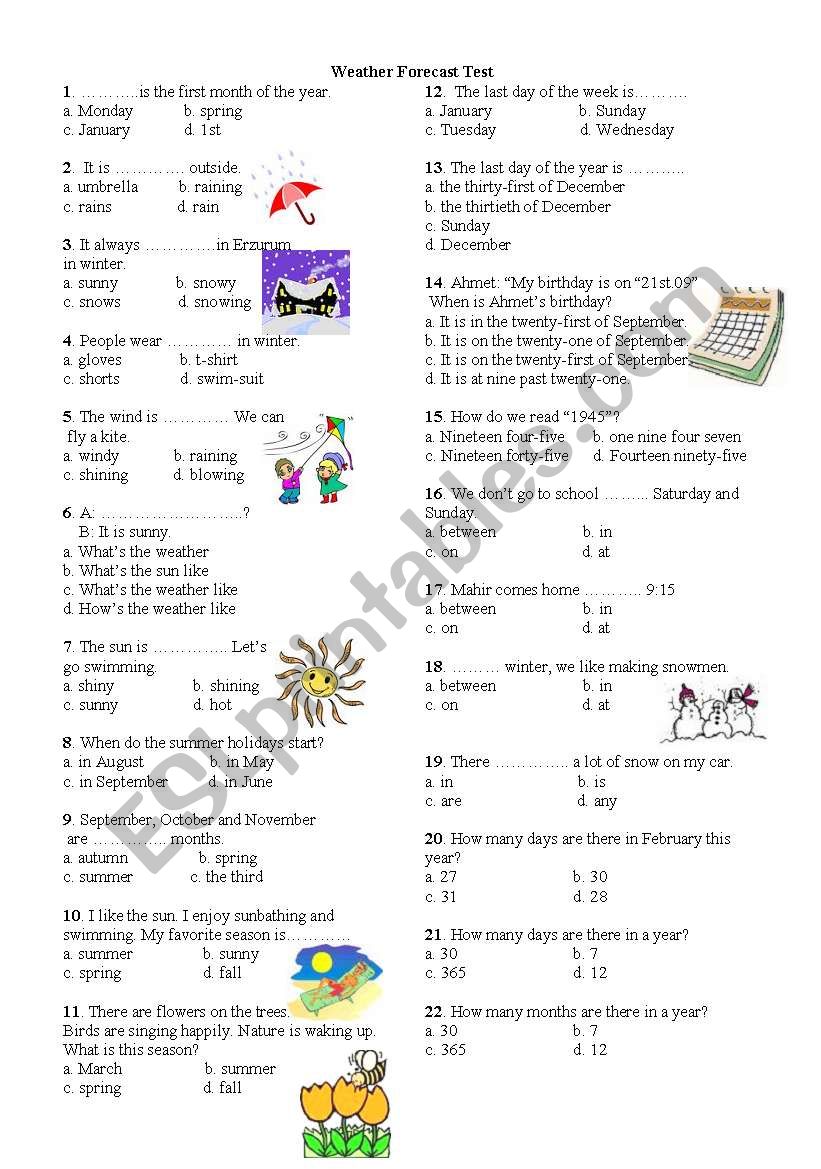 Weather worksheet