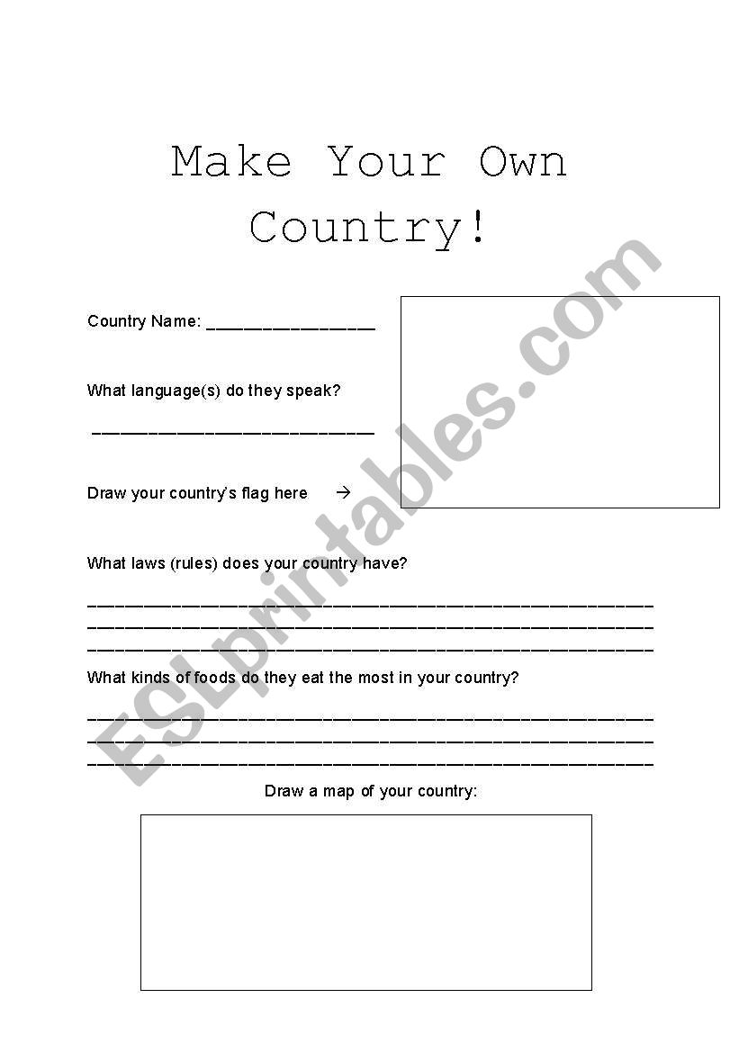 Make your own country worksheet
