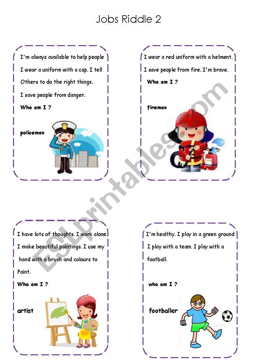 jobs riddle 2 worksheet