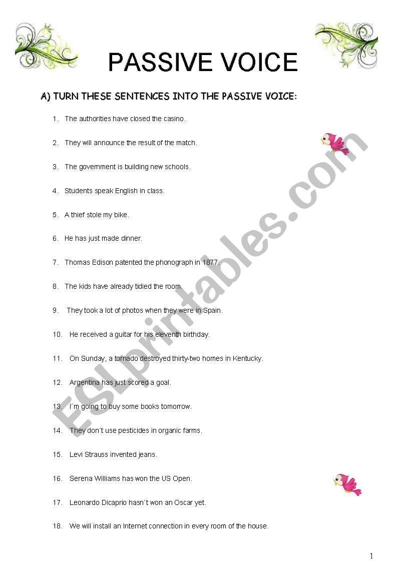 PASSIVE VOICE worksheet