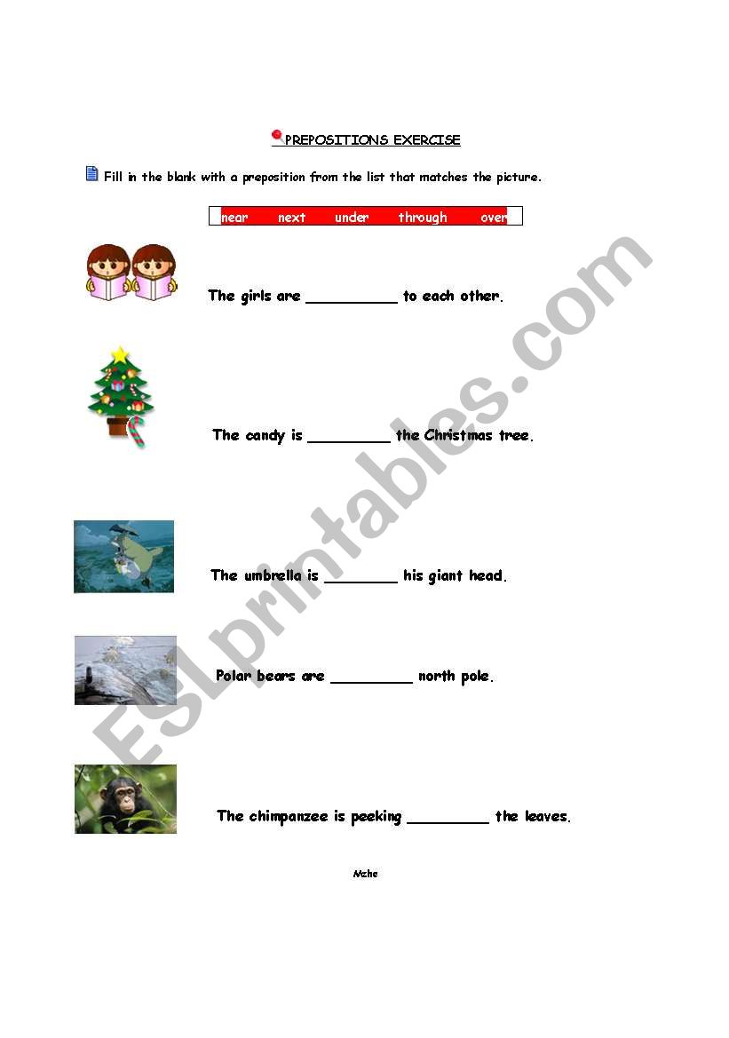 Prepositions Exercise worksheet