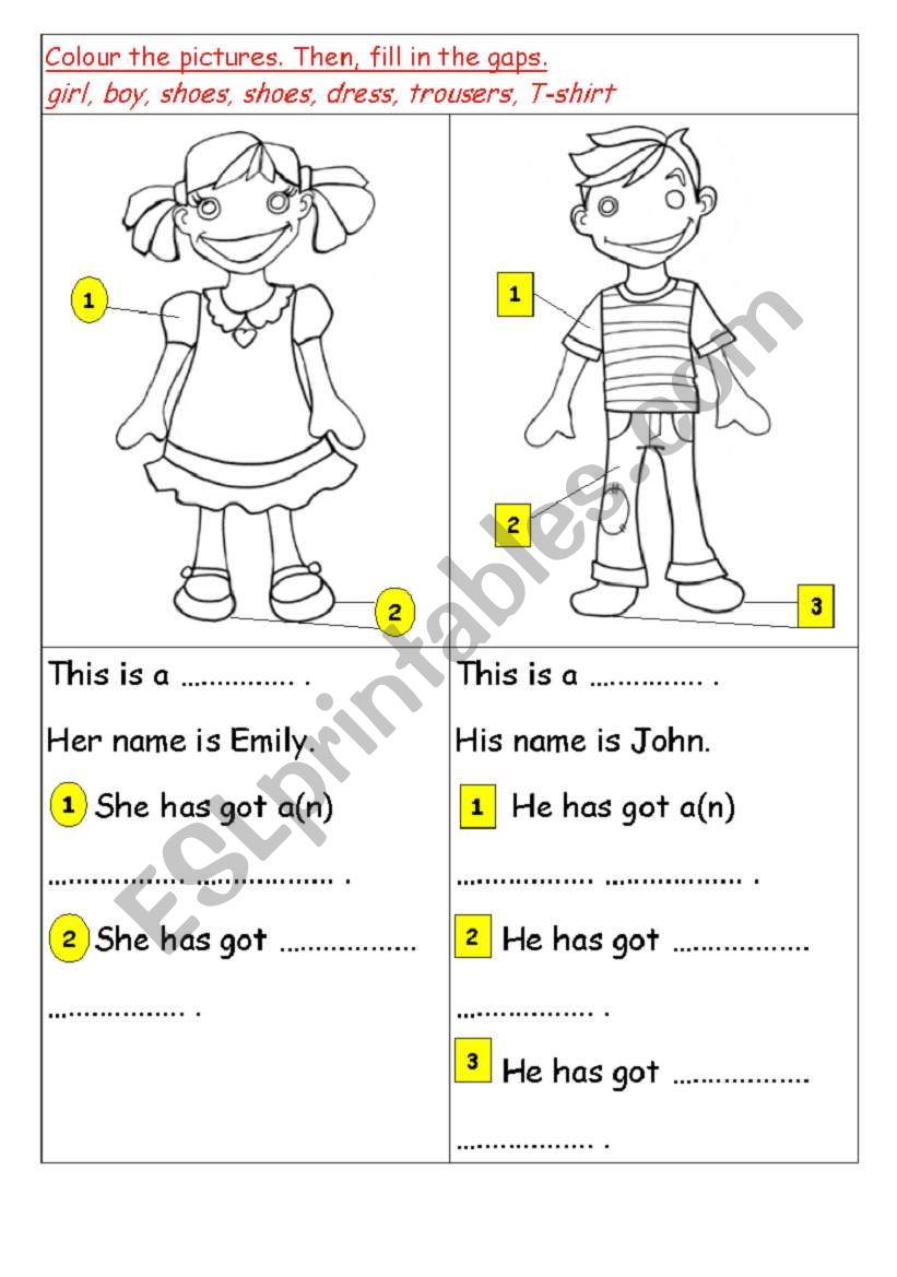 Clothes worksheet