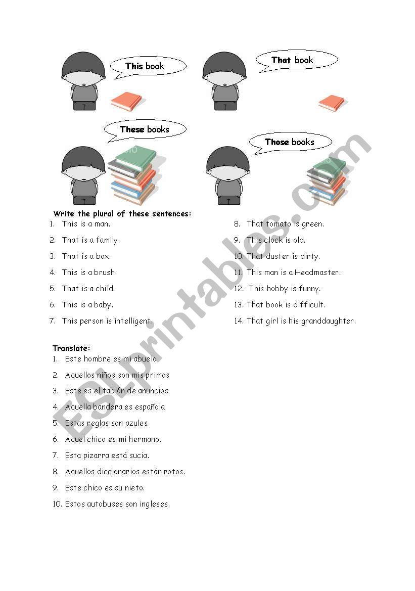 Demonstratives worksheet