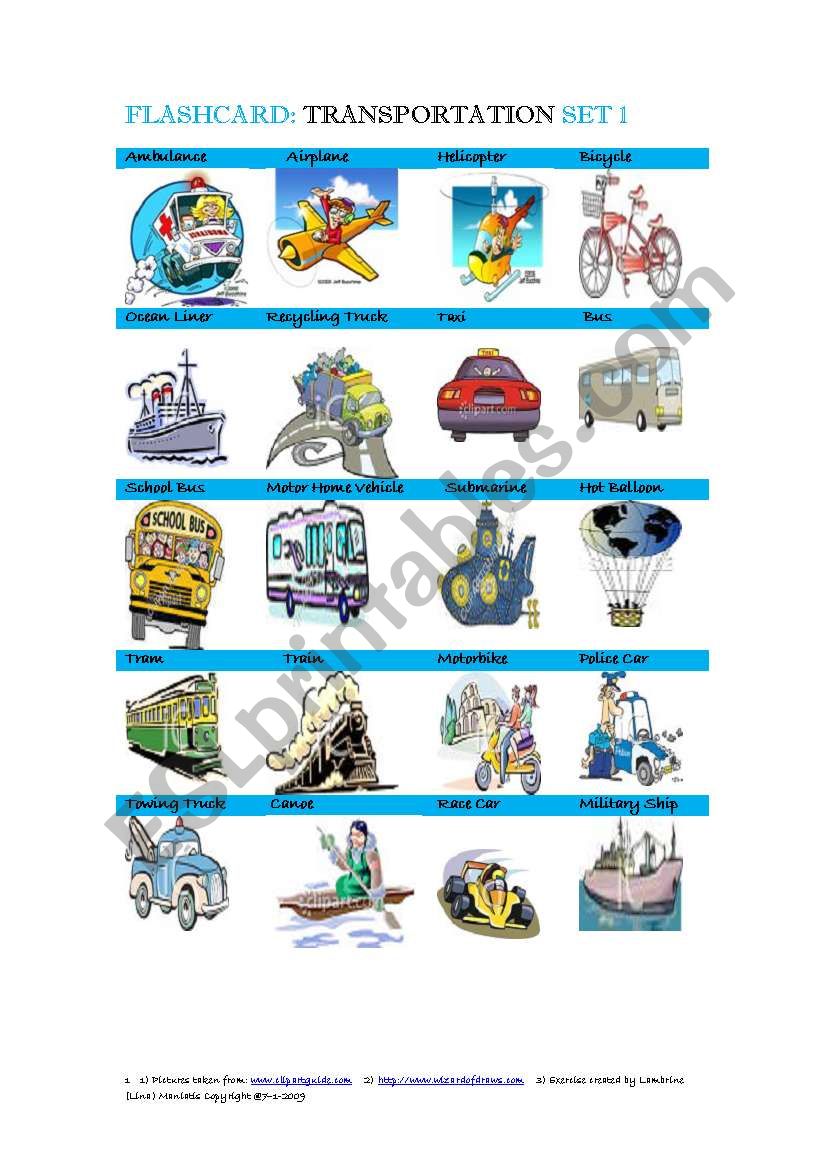 Flashcard: Transportation  Set 1