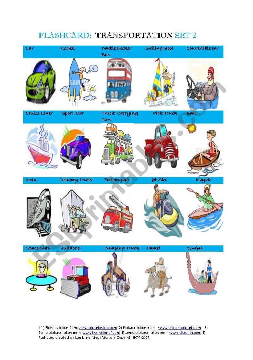 Flashcard:Transportation Set 2