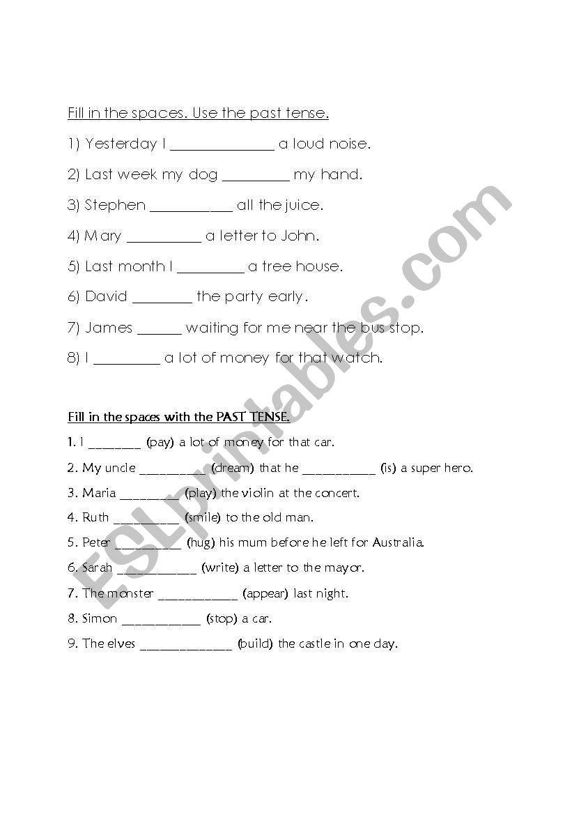 Irregular Verbs worksheet