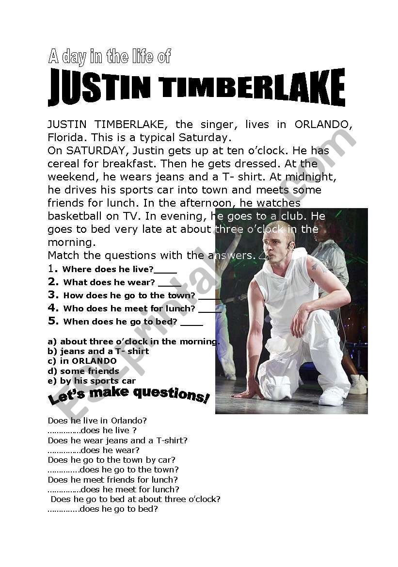 A reading about Justin Timberlake