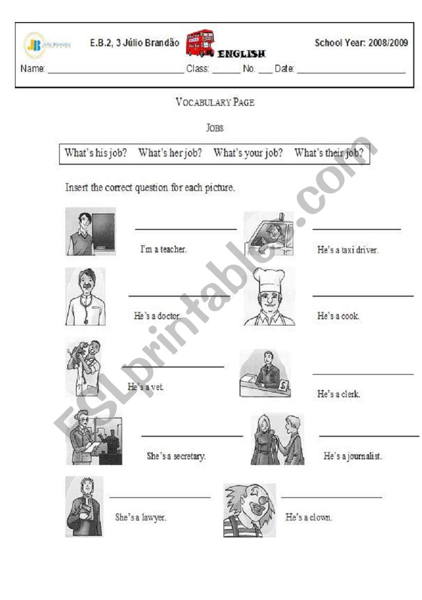 jobs worksheet