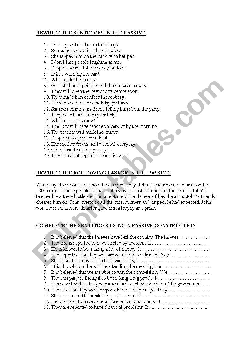 PASSIVE VOICE worksheet