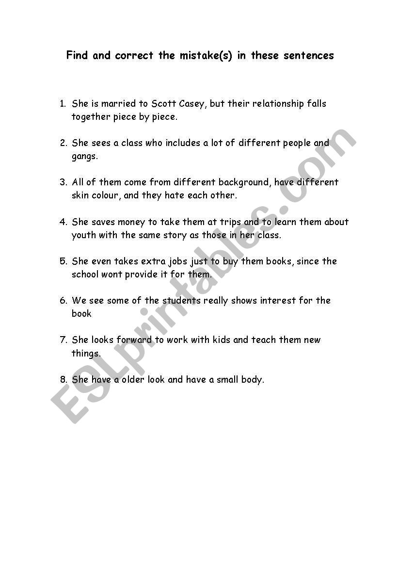 Find and Correct the Mistake(s) in these Sentences