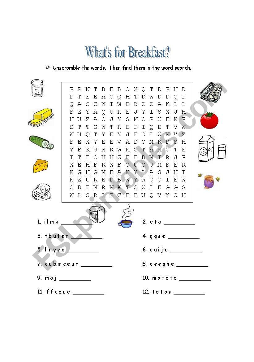 Whats for Breakfast worksheet