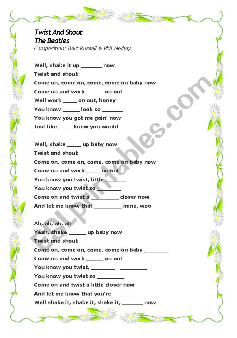 Twist and Shout by The Beatles - Song Activity - 5 pages