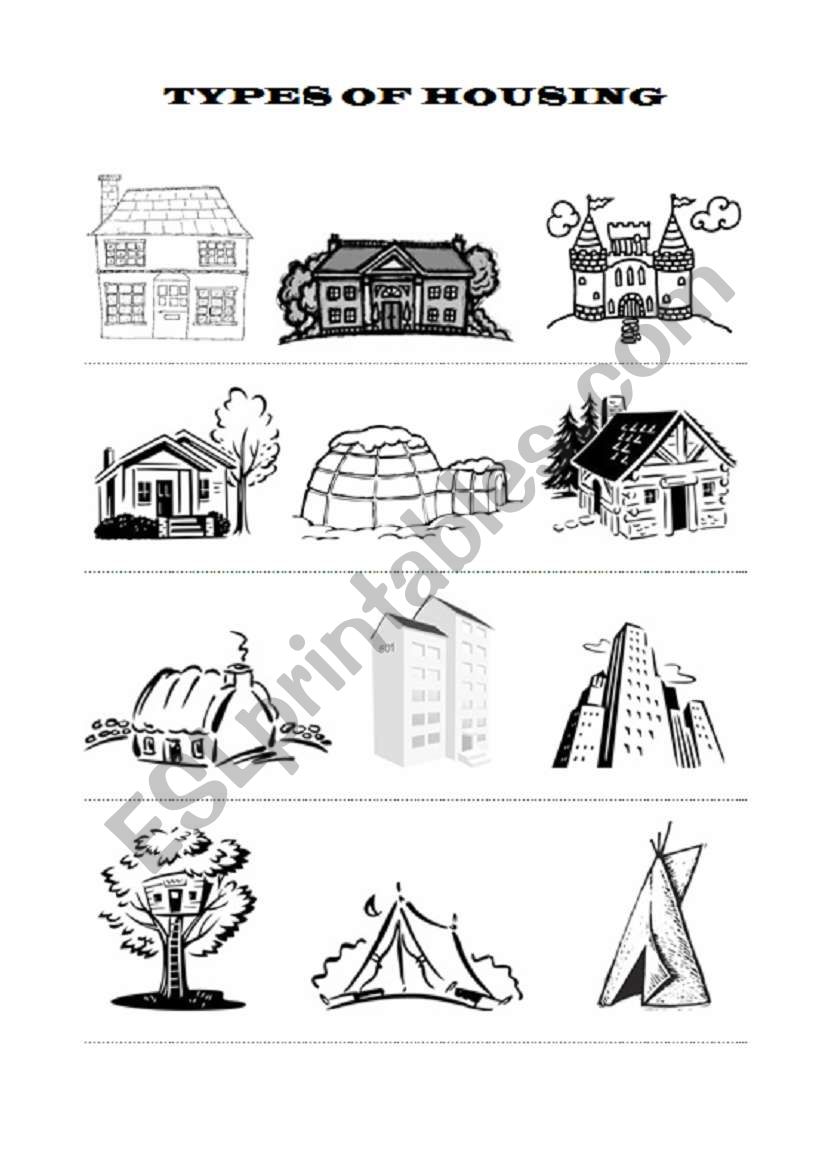 Types of housing - ESL worksheet by annannke