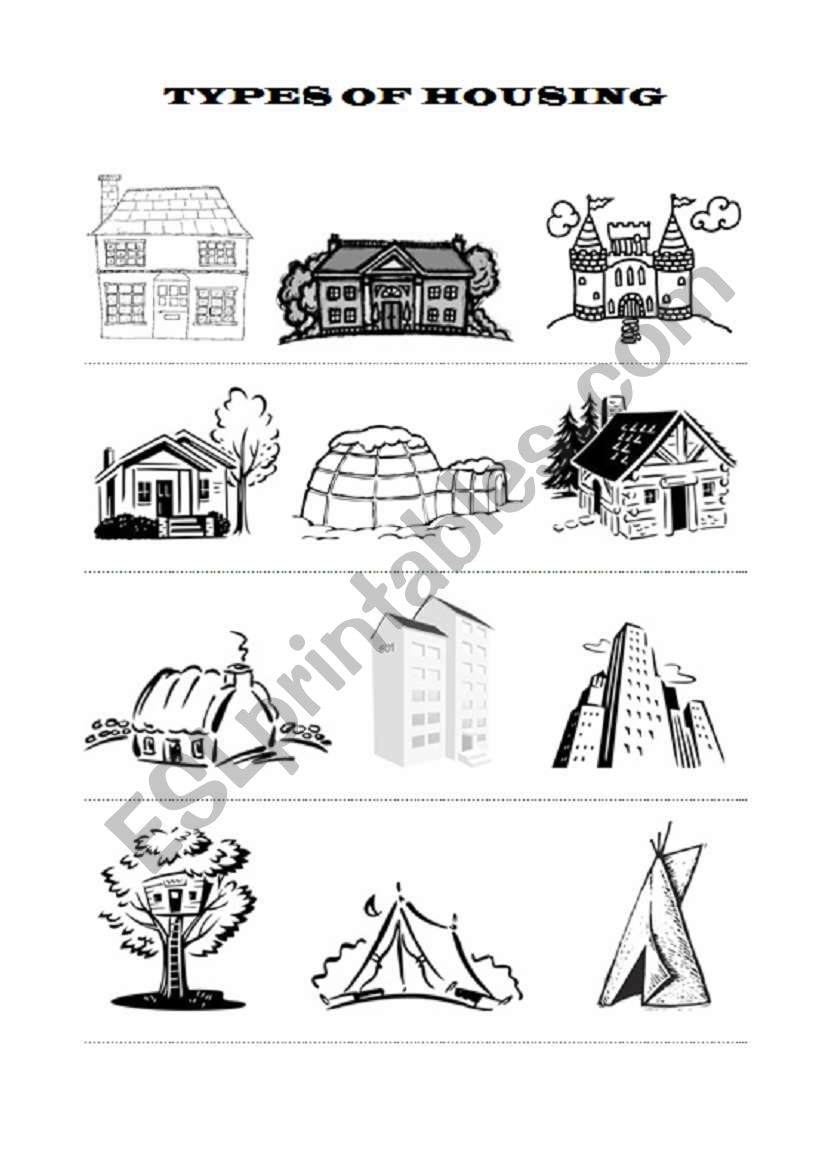 Types of housing worksheet