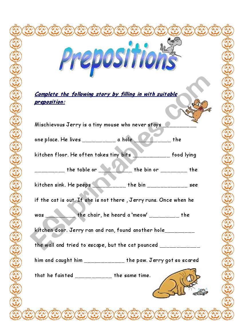 Prepositions worksheet