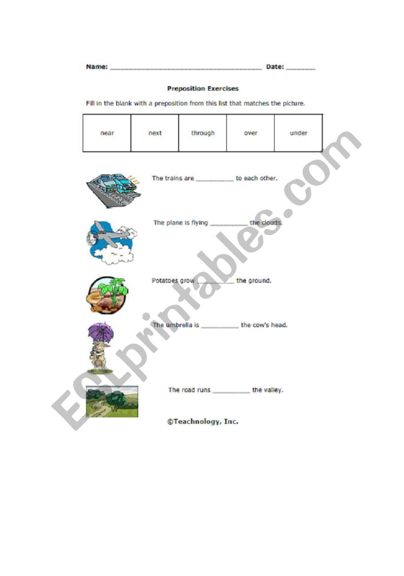 preposition worksheet