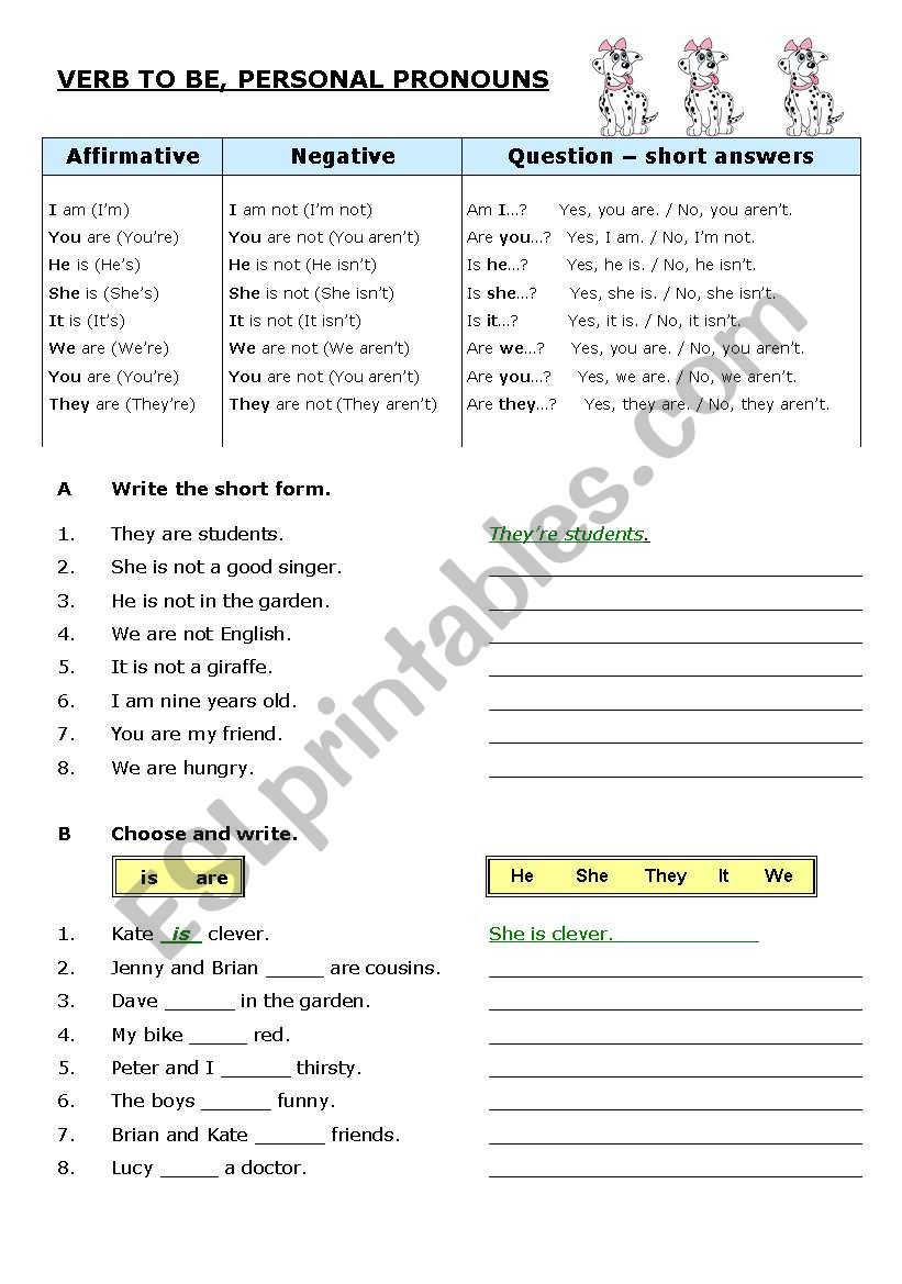 VERB TO BE worksheet