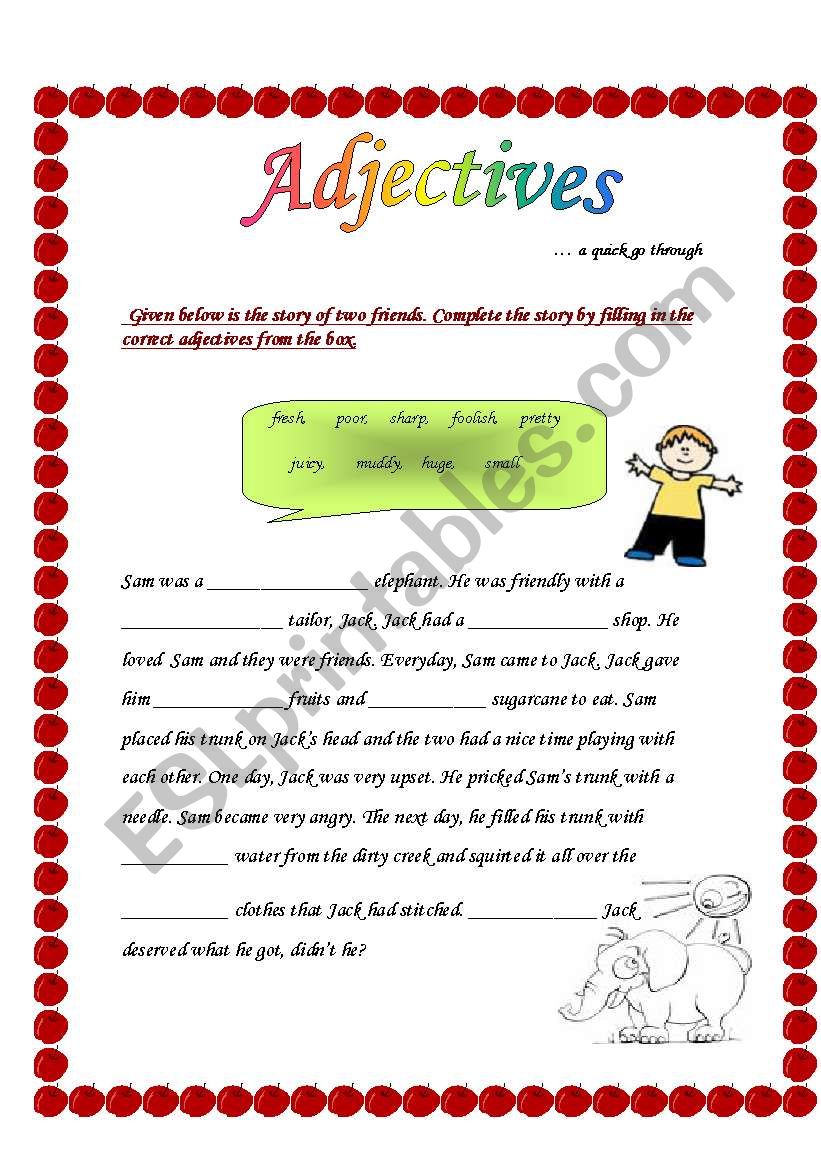 Adjectives worksheet