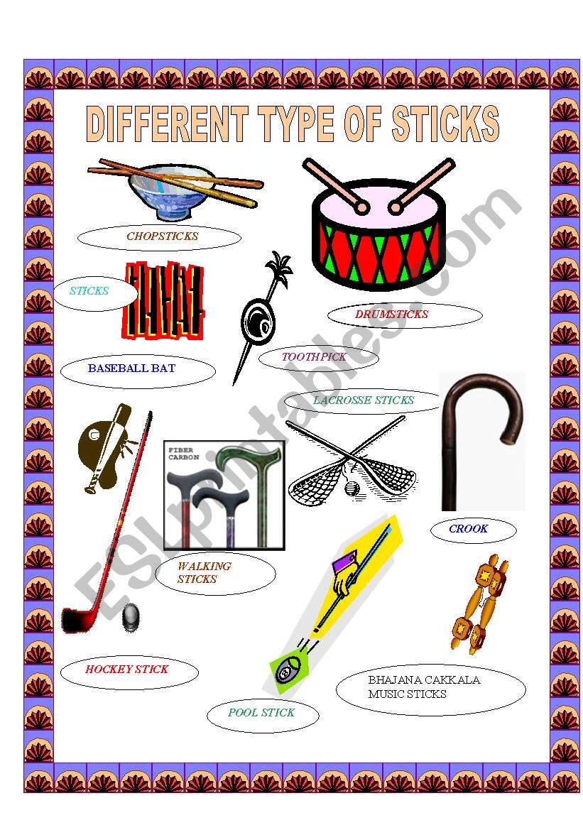 PICTIONARY: DIFFERENT TYPE OF STICKS