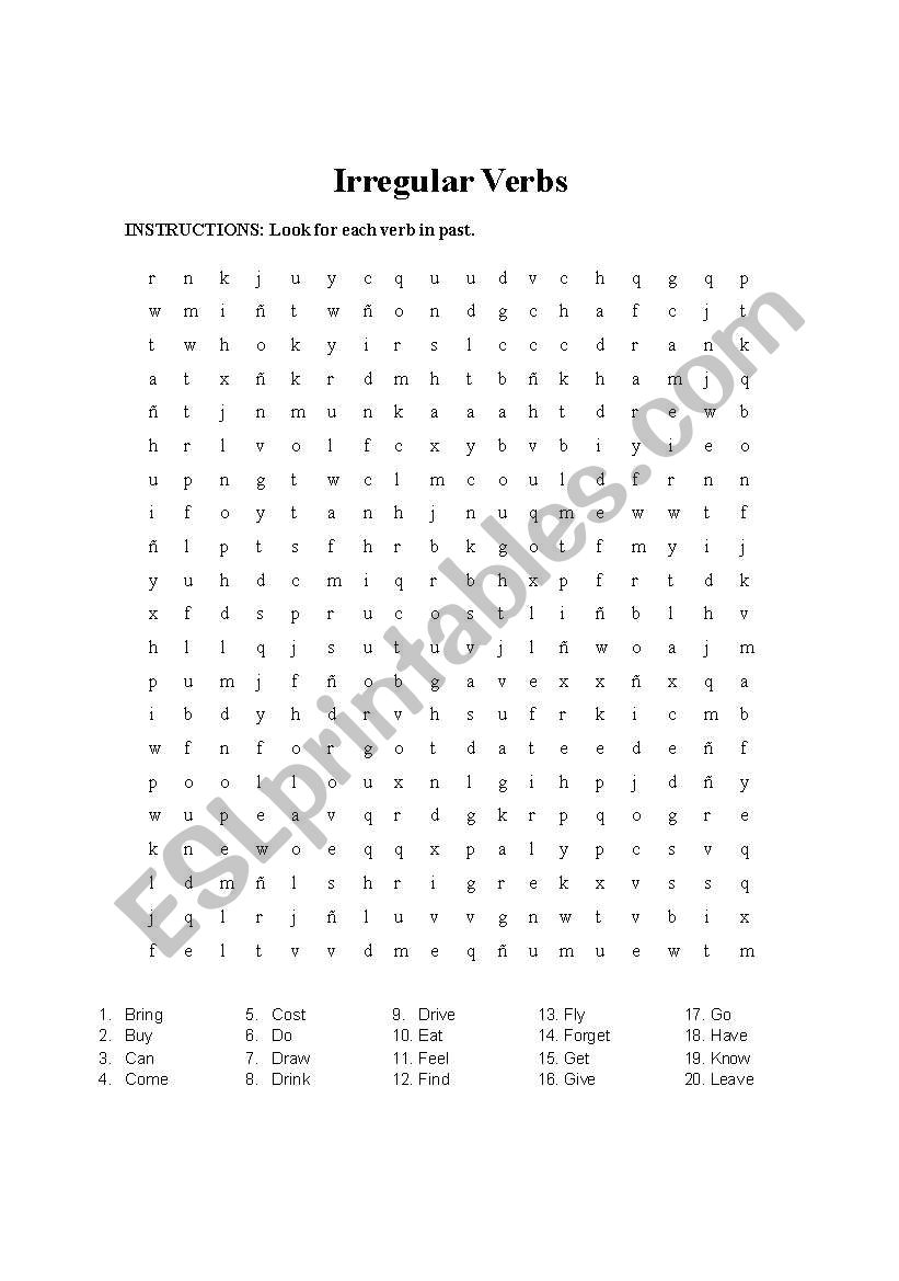 Irregular verbs - simple past tense