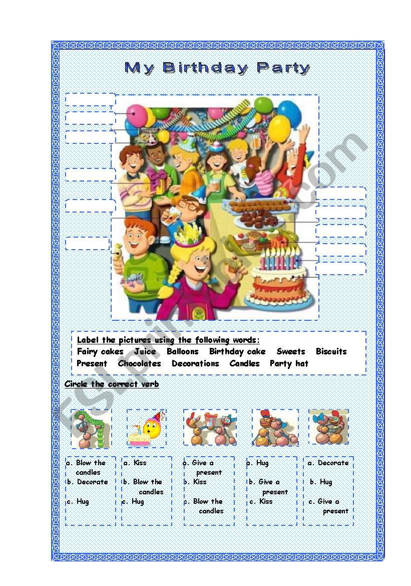 My Birthday Party worksheet