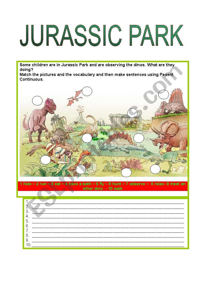 JURASSIC PARK worksheet