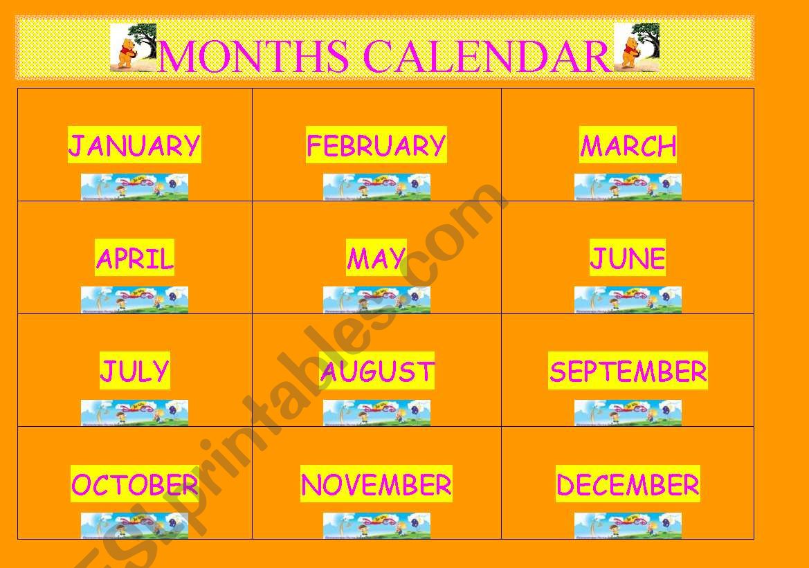 Months Calendar worksheet