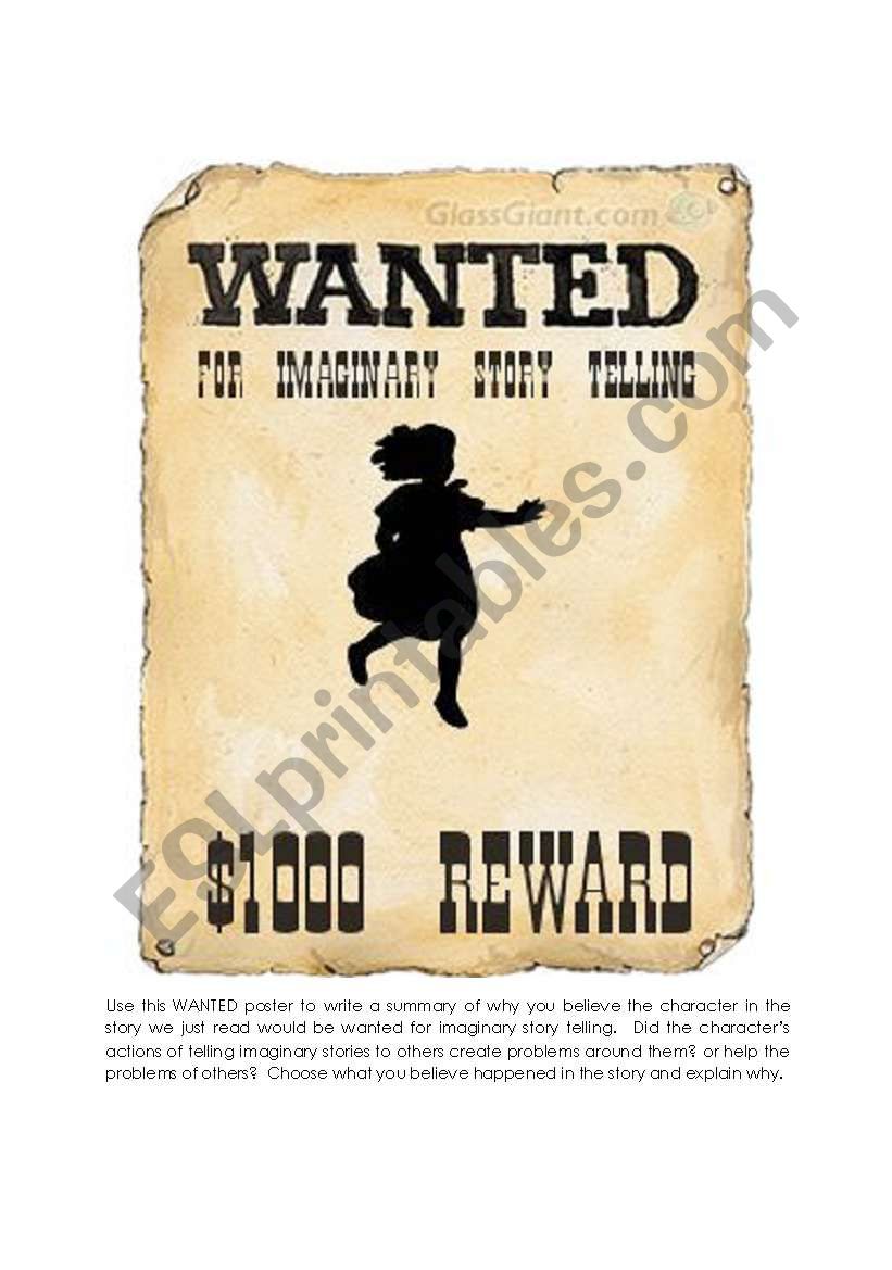 Wanted Poster Summary Starter worksheet
