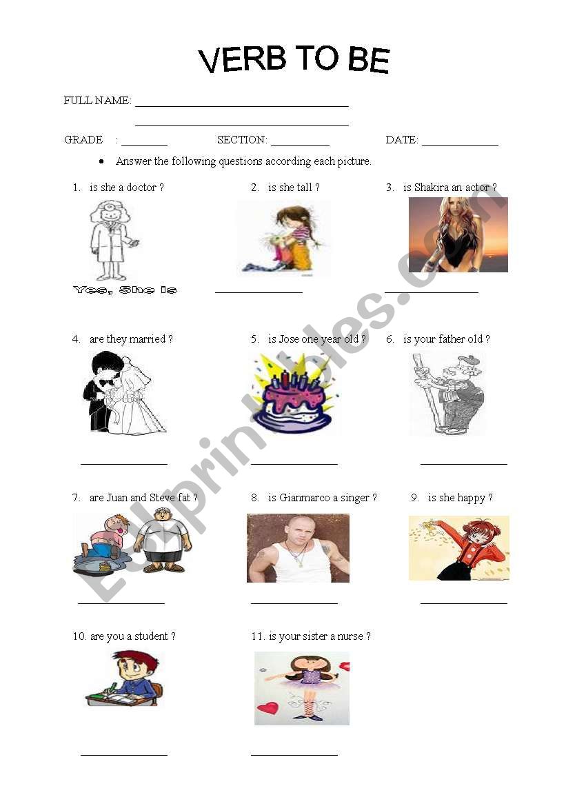 Verb to be exercises worksheet