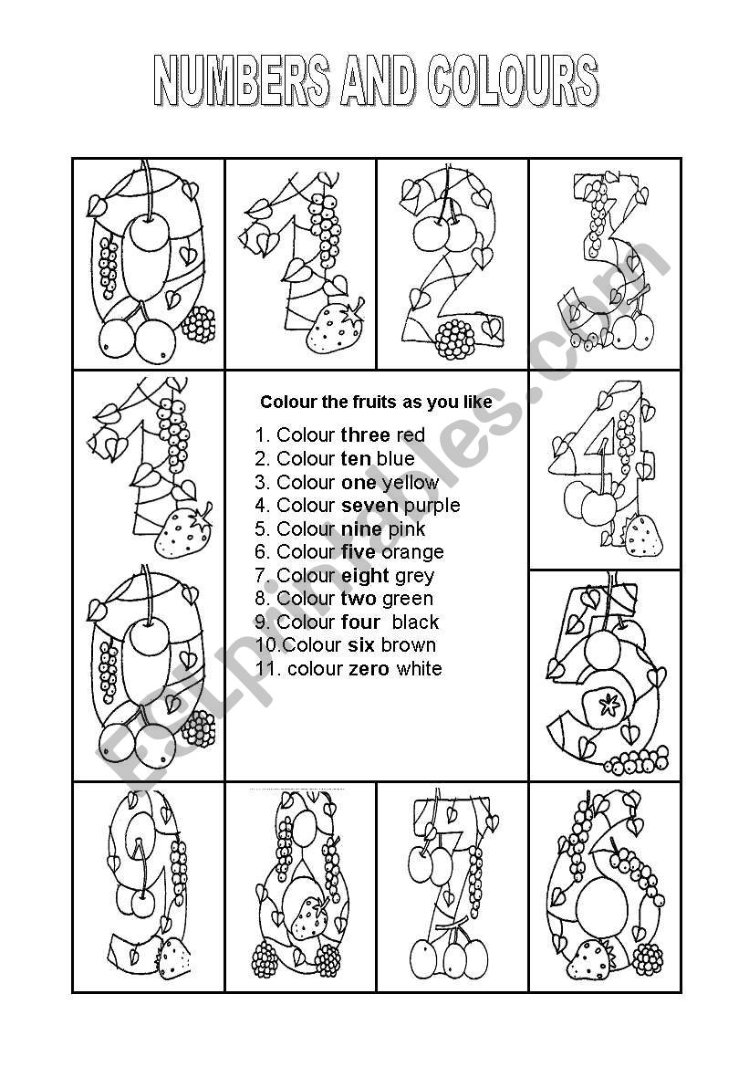 numbers from 0 to 10 to color worksheet