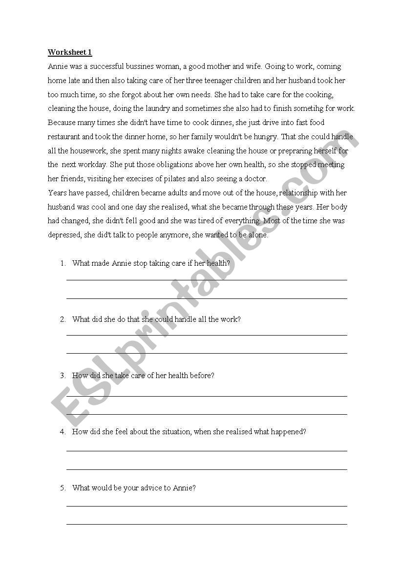 Story worksheet