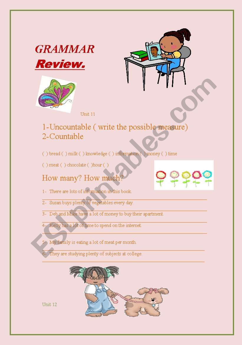 Grammar review worksheet