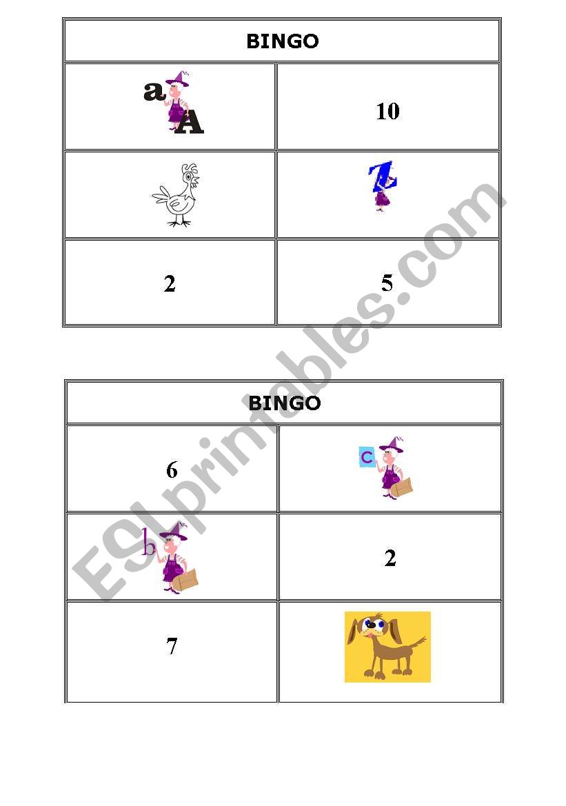 Bingo worksheet