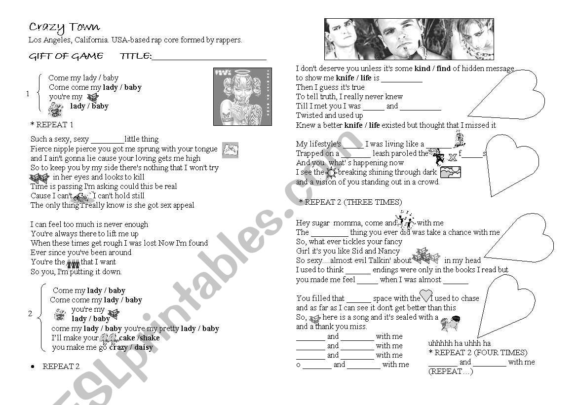 Crazy Town: Butterfly worksheet
