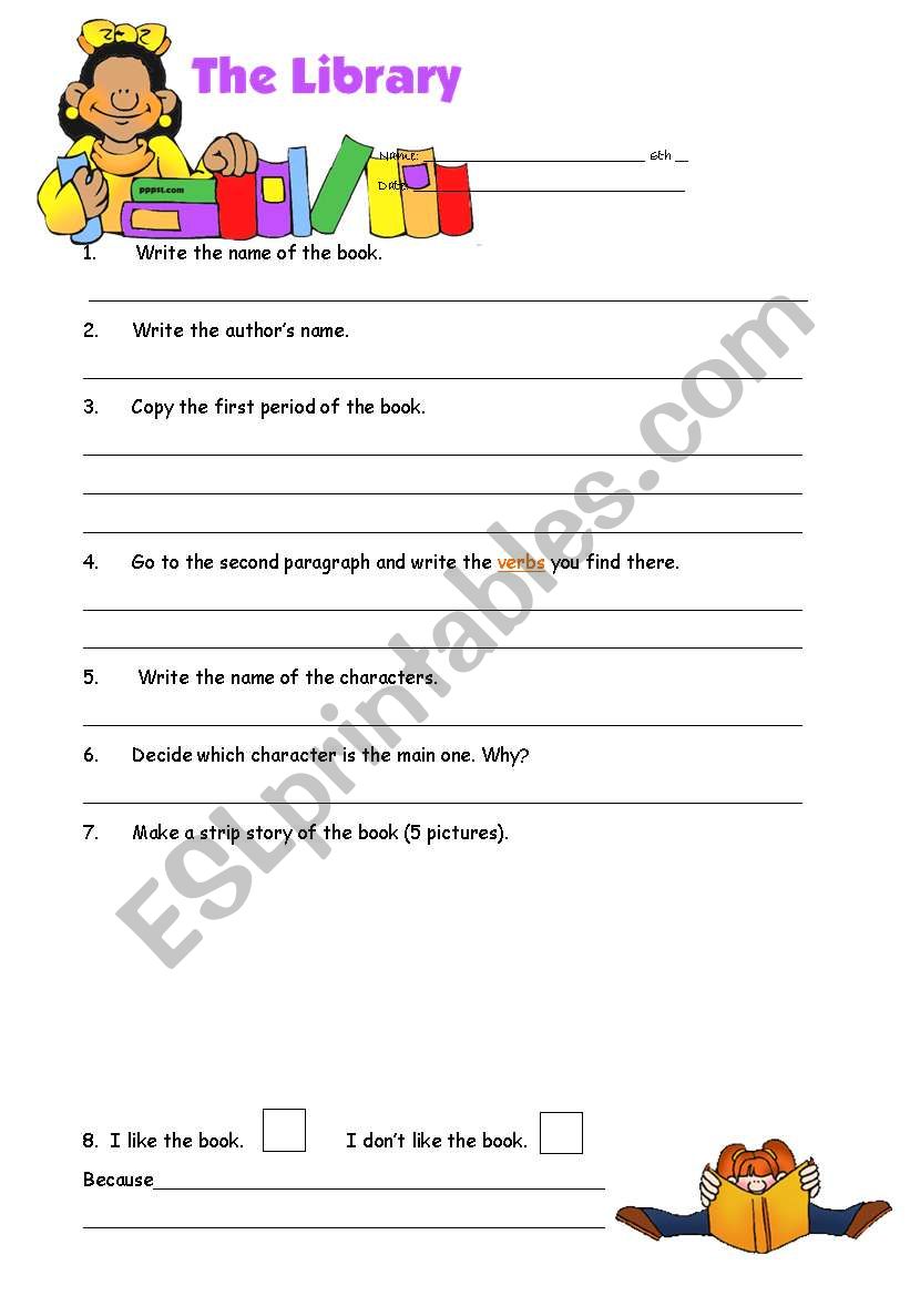 The English Library worksheet