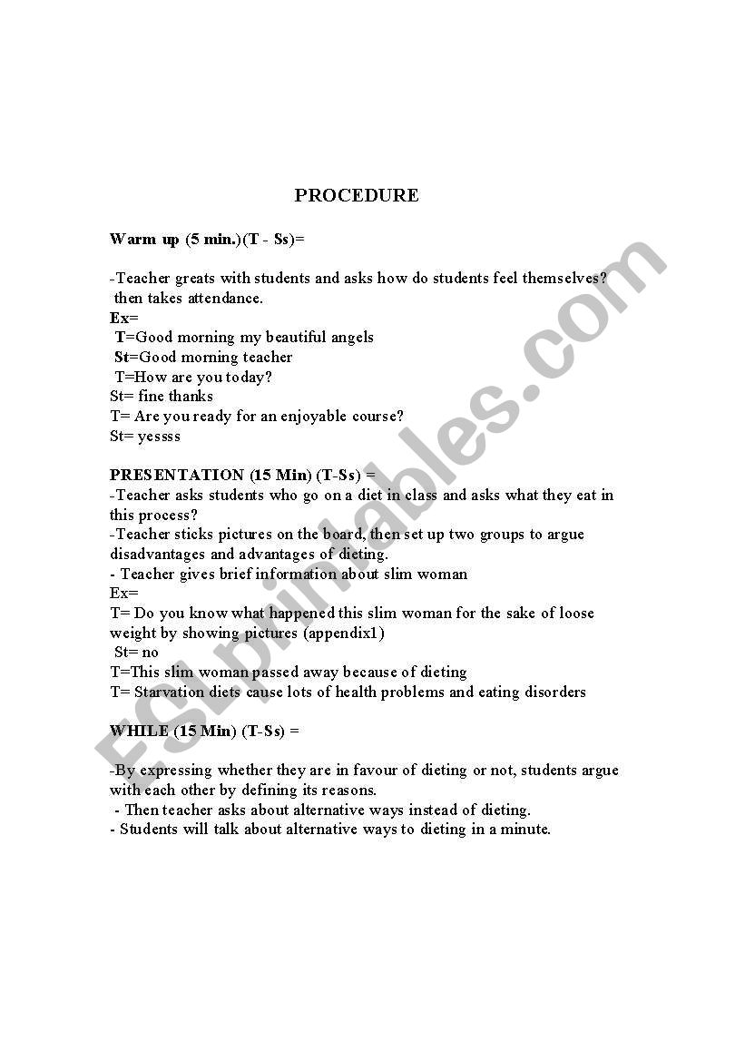 speaking lesson plan worksheet