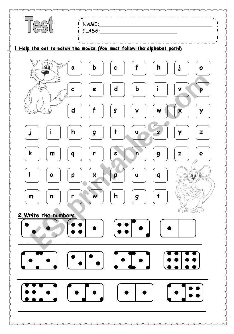 Elementary test B&W worksheet