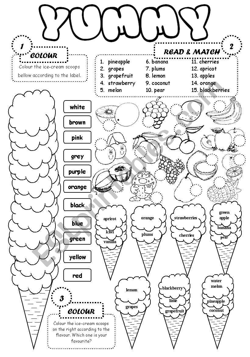 Yummy worksheet