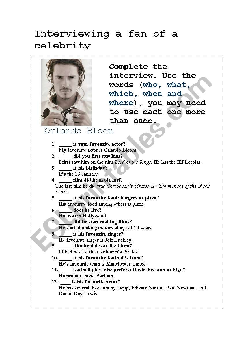 Question Words worksheet