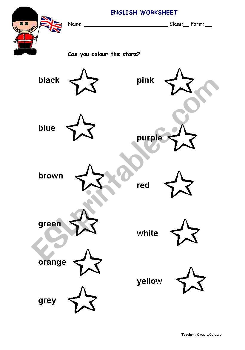 Colours worksheet