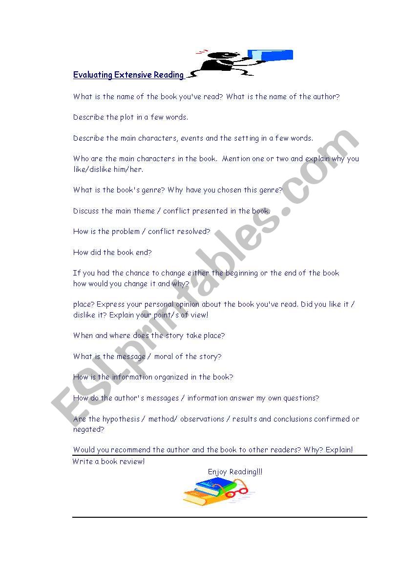 Book Review worksheet