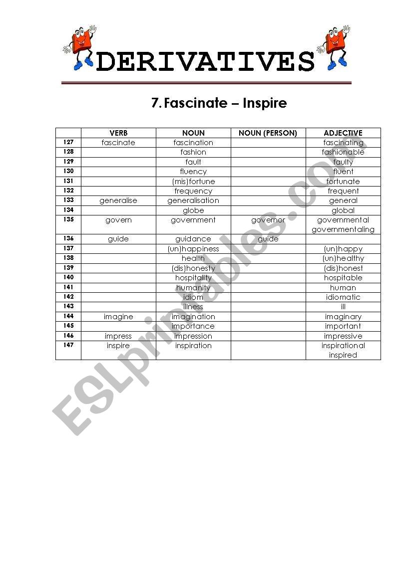 DERIVATIVES 2/4 worksheet